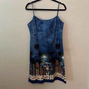 vintage surfboard hawaii/floral print sun dress